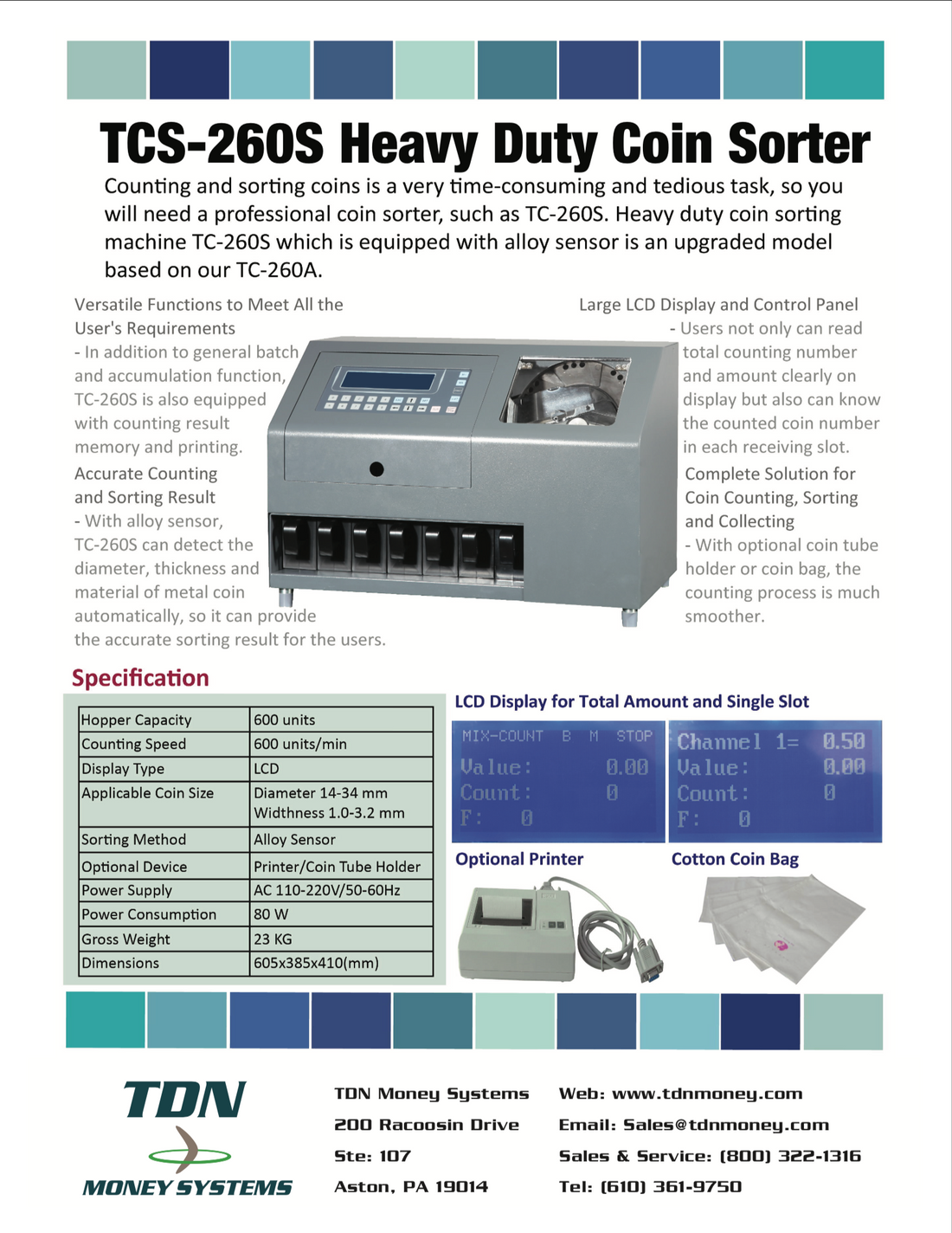 TCS-260S Heavy Duty Coin Sorter