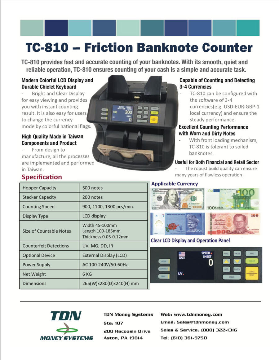 TC-810 – Friction Banknote Counter